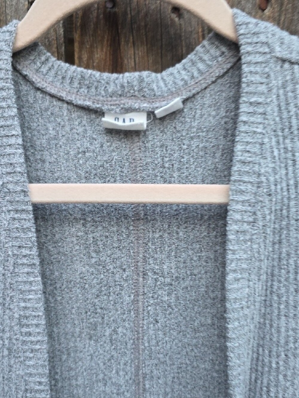 Gray Open-Front Ribbed Long Cardigan Sweater - Picture 3 of 11